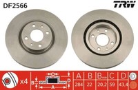 2X TRW DF2566 Bremsscheibe FüR Abarth Alfa Romeo Passend FüR Fiat Lancia