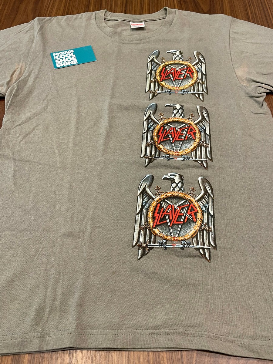 2016 FW16 SUPREME SLAYER EAGLE TEE SHIRT STONE TAN RED BOX LOGO