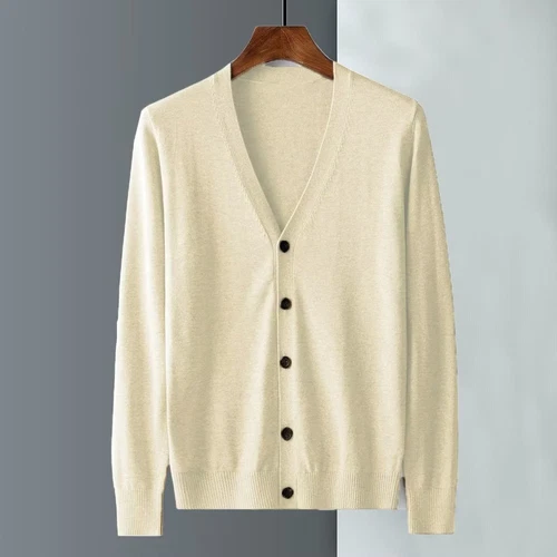 Cardigan uomo scollo V maglia maglione manica lunga bottoni caldo business pullover UK- - Foto 15 di 26