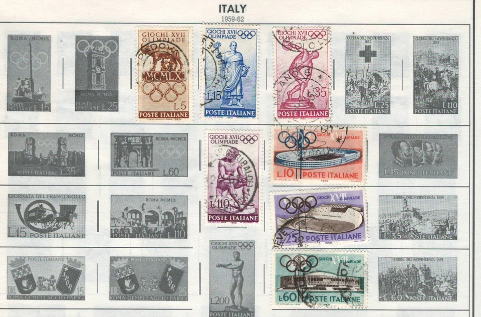 ITALY 1953-1972 Very Fine & Fine Used Stamps Hinged/ Glued on List: 2 Sides - Image 2 of 2