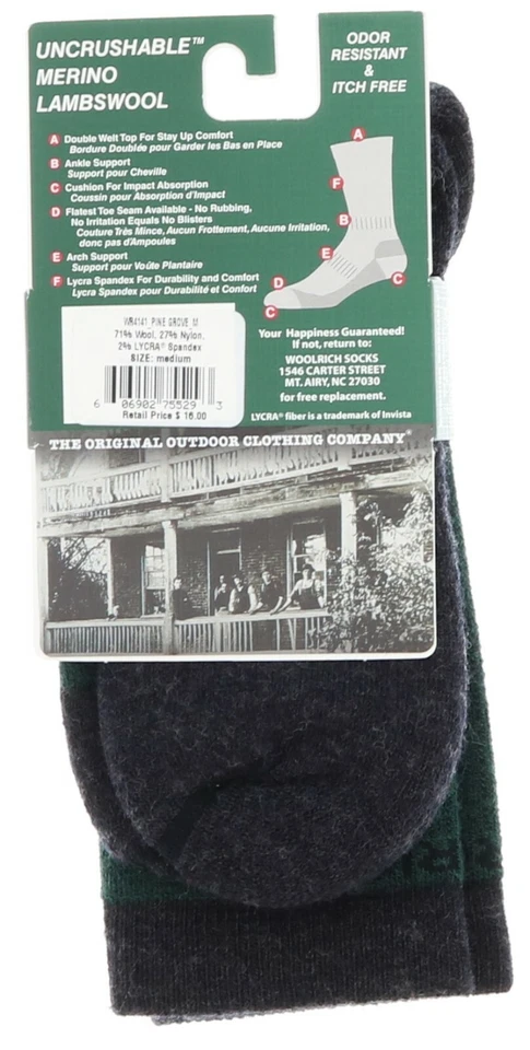 Calcetines Woolrich verde oscuro damas mezcla de lana peso medio puntera sin costuras Foto 2 de 4