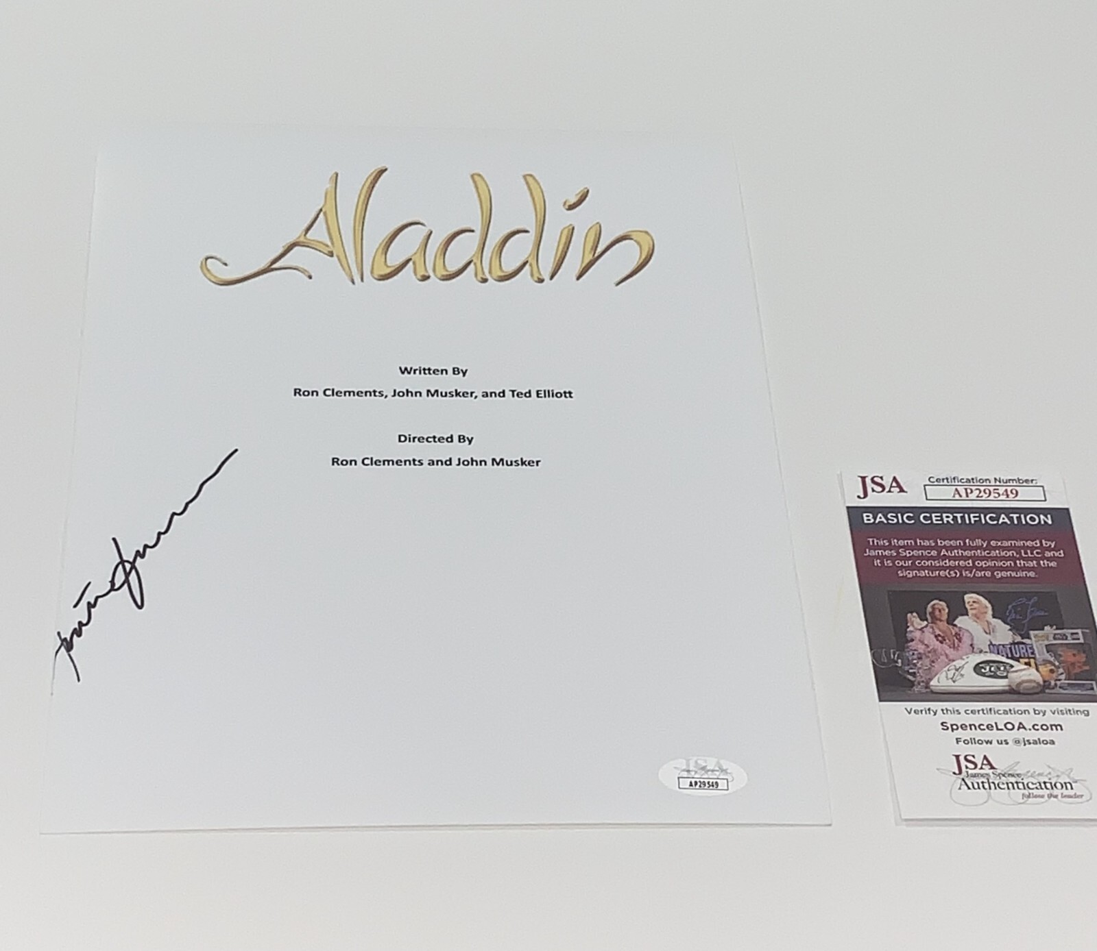 JONATHAN FREEMAN SIGNED ALADDIN FULL MOVIE SCRIPT JAFAR JSA COA | eBay