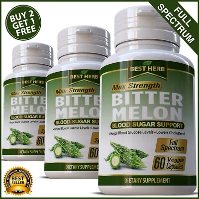 BEST HERB 60 BITTER MELON PILLS CHOLESTEROL REDUCTION BLOOD SUGAR SUPPORT GLUCOSE PILLS