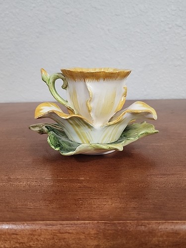 Vtg CM Inc Chadwick Porcelain Yellow Rose Flower Teacup & Saucer #55/1737 - Picture 4 of 15