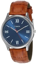 Timex USA Analog Blue Dial Men's Watch Free Shipping Leather Strap