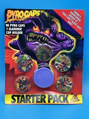 Vintage 90s Pogs Pyrocaps Starter Pack Sealed Milk Caps Kaps