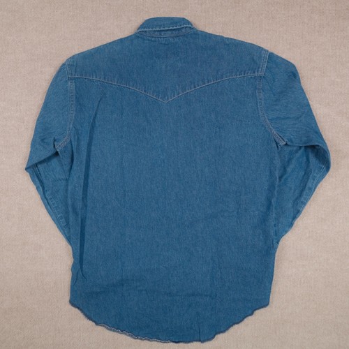 Wrangler Uomo Medium Pearl Snap Denim Western Yoke Chambray Med. Cotone lavabile - Foto 16 di 20