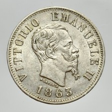 VITTORIO EMANUELE II 1861-1878 -AG/ 50 CENTESIMI 1863 MILANO VALORE