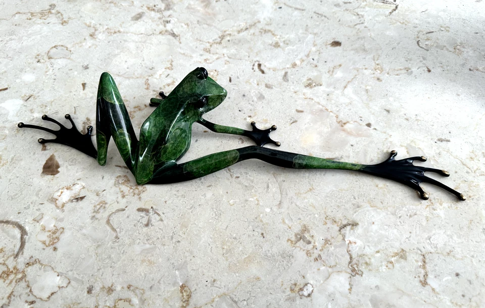 Escultura de rana de bronce GRAN ESTIRABLE BF5 por Frogman Tim Cotterill 1992 867/1000 Foto 4 de 4