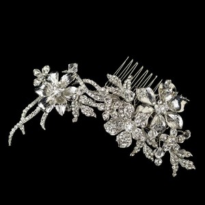 Silver Rhinestone Floral Vine Bridal Hair Comb Wedding Jewelry For
