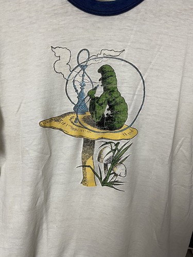 70er Jahre Grateful Dead flüssigblau T-Shirt Alice im Wunderland Vintage - Bild 2 von 6