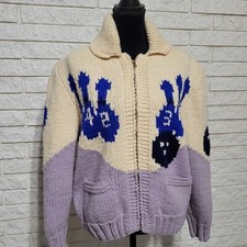 Vtg 50s Bowling Wool Shawl Collar Sweater Zip...