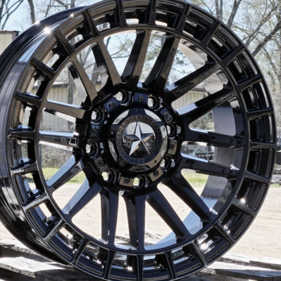 (4) 20'' Gloss Black Lonestar Frontier Wheels 20x9 8x165.1 +12mm RAM 2500 3500
