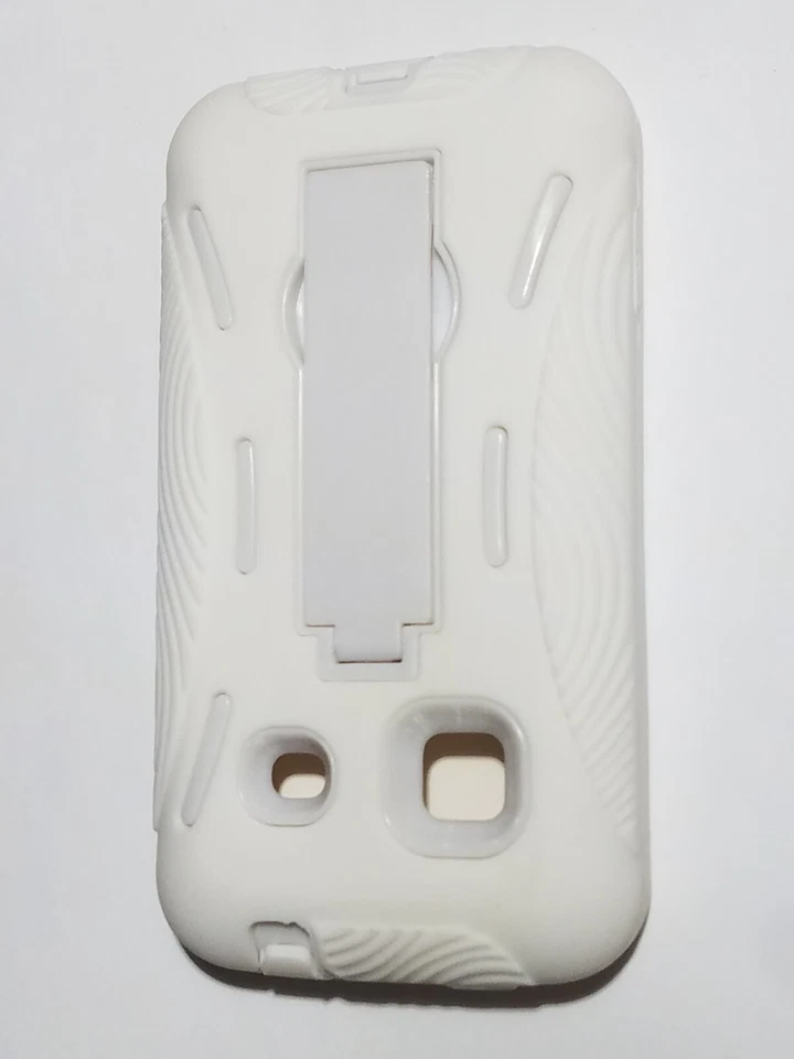 Funda protectora rígida híbrida blanca rara para teléfono Samsung Prevail SPH-M820 Foto 2 de 4