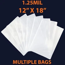 1.25Mil 12" X 18" | LDPE Clear Flat Poly Bags, Flexible &Durable | Multiple Bags