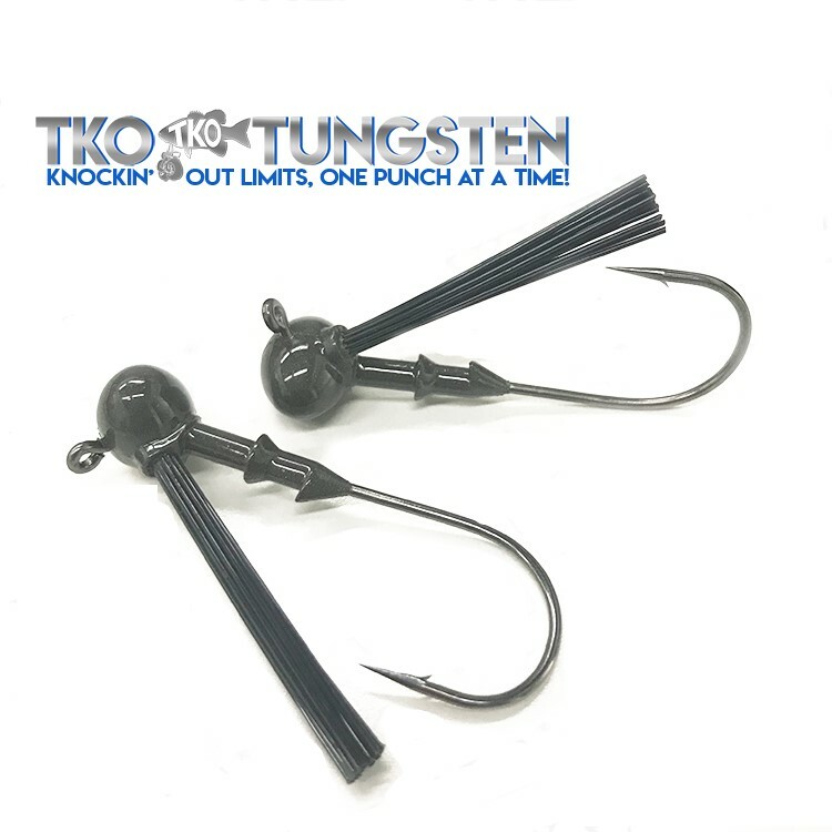 *TKO Tungsten weedless FOOTBALL jig heads MATTE BlackNO Chip 2 sizes 4