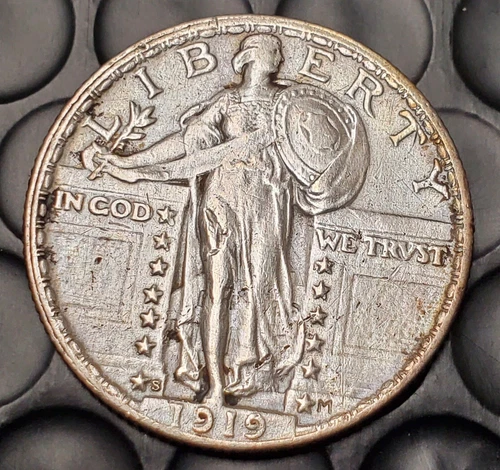 1919 S Standing Liberty Quarter Rare Key Date Us Silver Coin AU+ Details