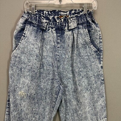 VTG High Waisted Mom Denim Jeans Acid Wash MC Hammer Pants elastic