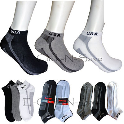 6~12 Pairs Knocker USA Soft & Stretchy Cotton Anklet Sports Socks Men's Women's