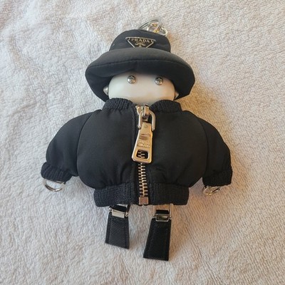 Prada Soft Robot Re-Nylon Bucket Hat Bag Charm Keychain Black