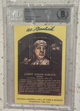 Al Barlick Autograph GHOF Post Card Beckett Encapsulated
