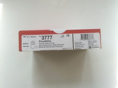 1 Box Hollister Premie Ostomy Pouch. Ultra Clear Ref #3777, 15 Pouches/Box