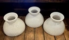 VINTAGE SET O 3 HOBNAIL MILK GLASS LAMP SHADES 7 1/2" FITTER (18D