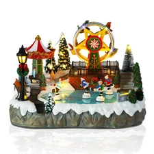 Christmas Village House Musical Christmas Collectible Buildings Amusement Par...