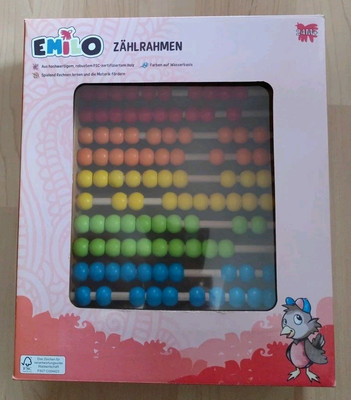 Rechenschieber 100 Rechenrahmen Abakus Holz Rechenhilfe Zählrahmen Kinder Emilo