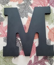 Wooden Letter. M . About 9x9. NEW. BLACK.