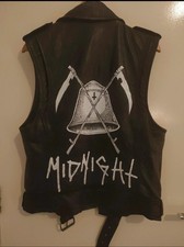 Hand Painted Midnight Leather Vest Men's Size Large