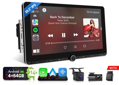 DVR+CAM+OBD+Eonon 10.1'' 2DIN Android 14 Bluetooth Car Stereo Radio WiFi GPS Navi