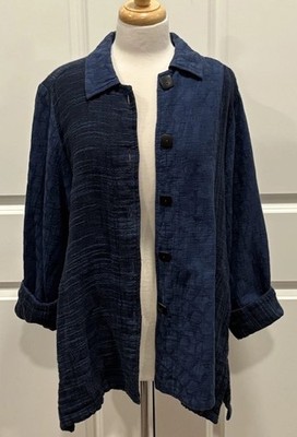 Mill Valley Cotton Linen Button Down Patchwork Top Size S/M Lagenlook Artsy
