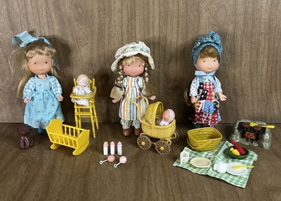 Vtg Holly Hobbie 6  Dolls & Accessories Lot Knickerbocker Picnic Babies Dog
