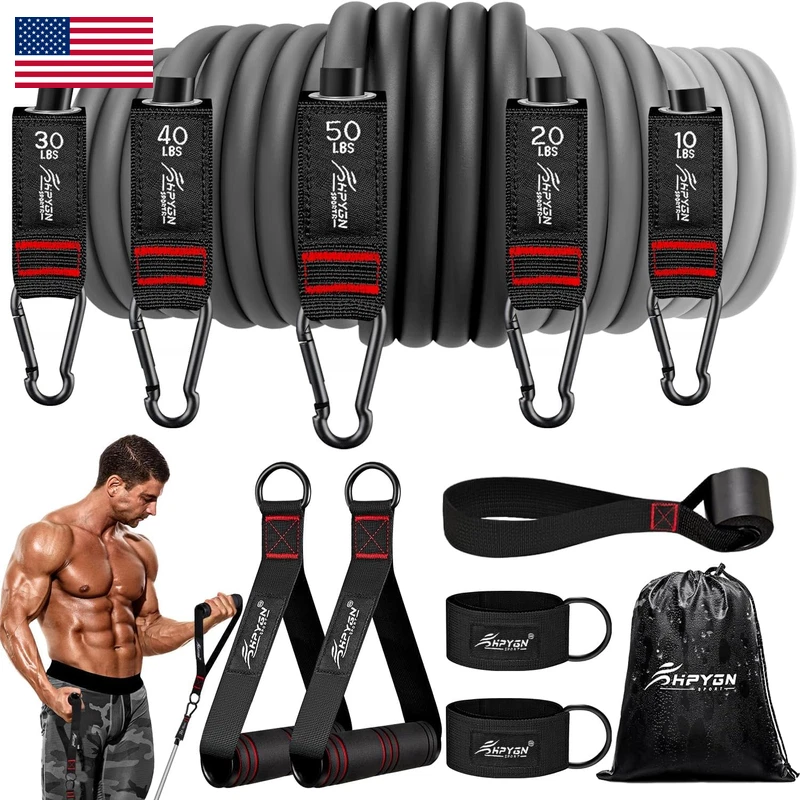 Hpygn Resistance Band Handles Door Anchor And Ankle Straps For Exercise Fitness