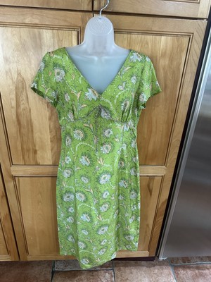 L.k. Bennett 44 Silk Lightweight Spring Green Silk Cap Sleeve Dress