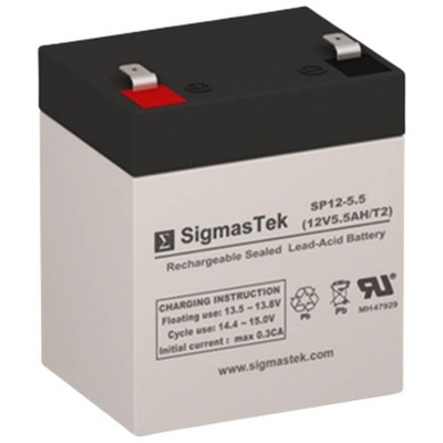 SigmasTek 12V 5.5Ah F2 SLA Battery Replacement for Ritar RT1245H-F2, Maint.-free
