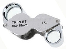 Transline 10x 15x Twin Lens Triplet Loupe Coin Magnifier Tool 7648