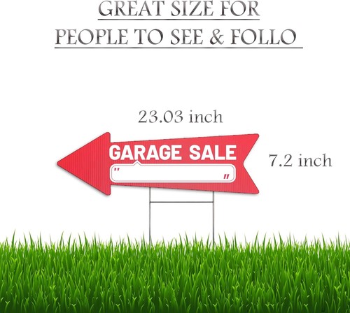 Reusable 10 Pack Red Garage Sale Signs - 23x7.2 Inch with Arrows and Stakes - Picture 5 of 9