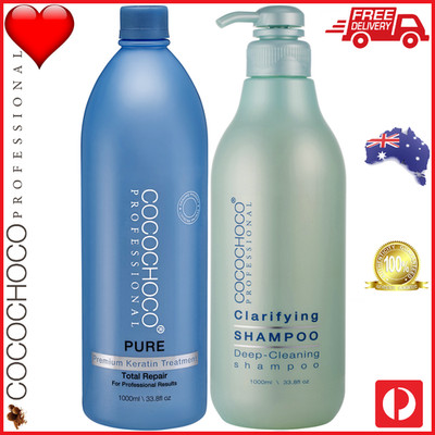    COCOCHOCO Pro PURE Keratin Hair Treatment 1000ml + CLARIFYING SHAMPOO 1L FAST