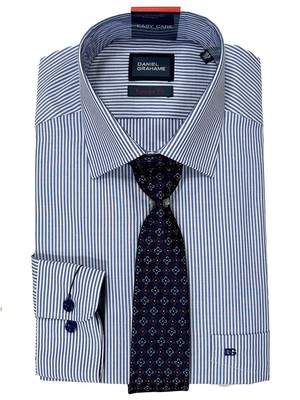 Daniel Grahame Gordon Hemd & Krawatte Set Regular Fit 15674T-27 dunkelblau