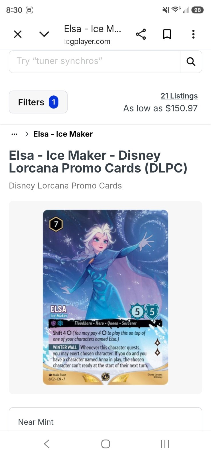 Disney Lorcana Elsa - Ice Maker non-foil Promo DLC Challenge 6/C2 EN 7