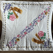 Vintage Harley Davidson Large 30.5X29.5 Bandana Roses and Eagles White