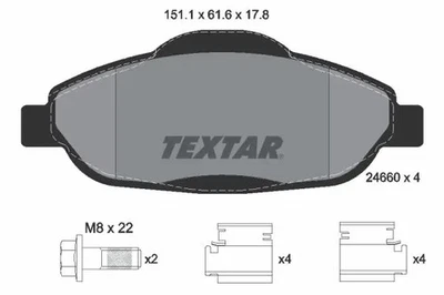 Plaquettes de frein 2466001 TEXTAR pour PEUGEOT 308 I 308 SW I 3008 I Monospace - Photo 1/4