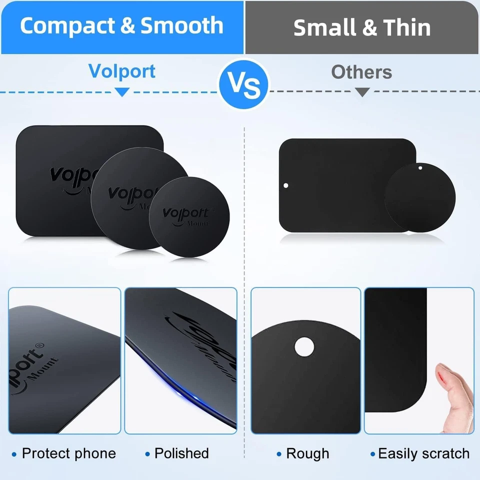 volport Metal Plate for Phone Magnet, 10 Pack MagicPlate with 3M Black - Image 4 of 4