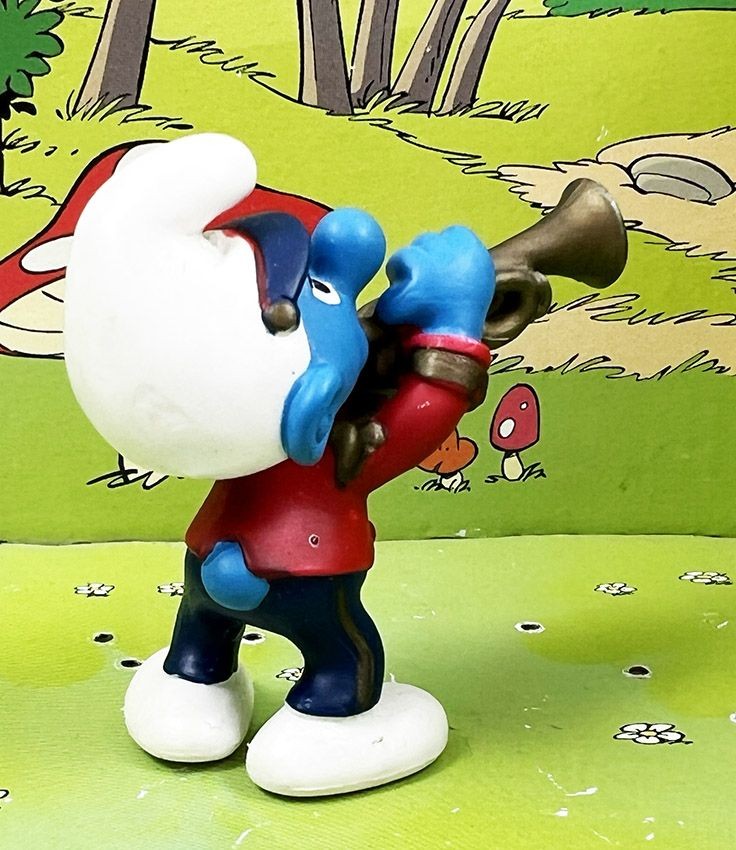 Figurine Schtroumpf Joueur De Trompette PEYO - Occasion, Collection Années 90