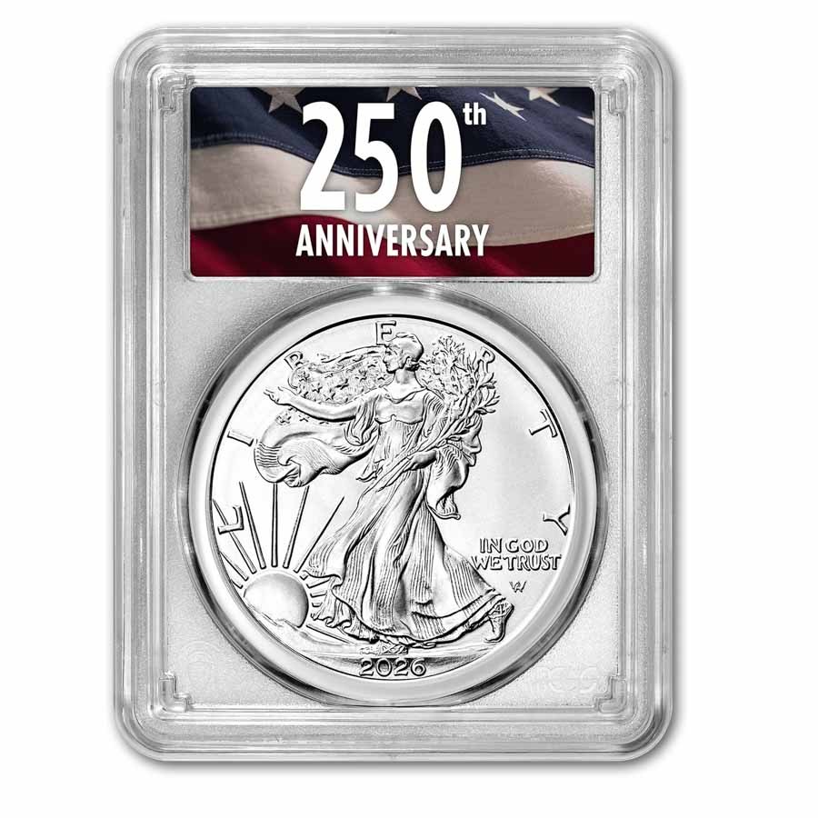 2026 American Silver Eagle MS-70 PCGS (FDI, 250th Anniversary)-Pre