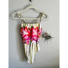 Gottex Swimwear Tropical Multicolor Bead Detailing Removable Straps One Piece