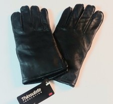 Men's Thinsulate Genuine Leather Gloves, Medium, Black.