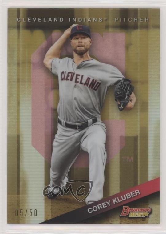 2015 Bowman's Best Gold Refractor 5/50 Corey Kluber #77 pd6